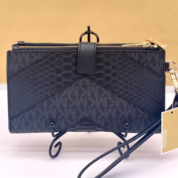 Michael Kors DoubleZip Wallet Wristlet Phone Case Black Multi - Picture 4 of 13